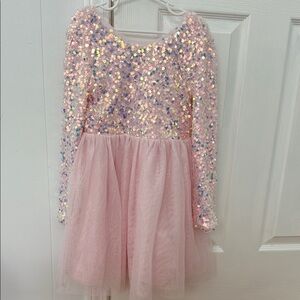 Cat & Jack Pink Sequin Dress with Sparkle Tulle Size 6